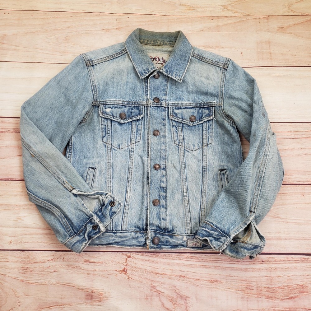 Abercrombie‎ Jacket Womens Medium Denim Trucker Heavyweight Distressed Vintage
